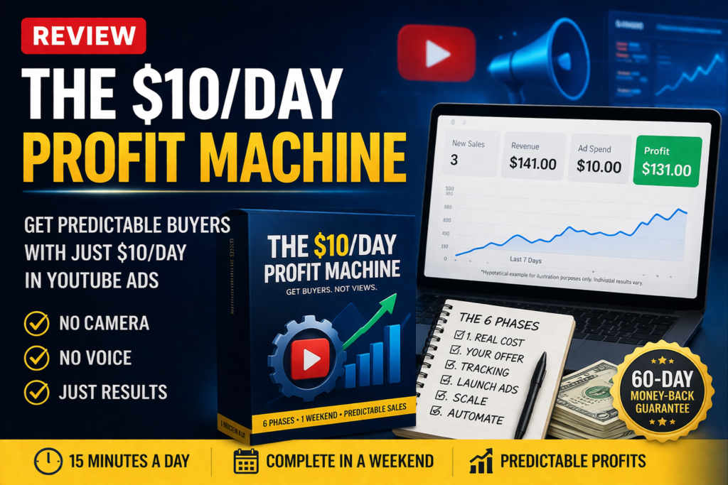Read our honest The $10/Day Profit Machine review. Discover how this YouTube ads toolkit works, its features, pricing, pros & cons, and if it's right for you.
